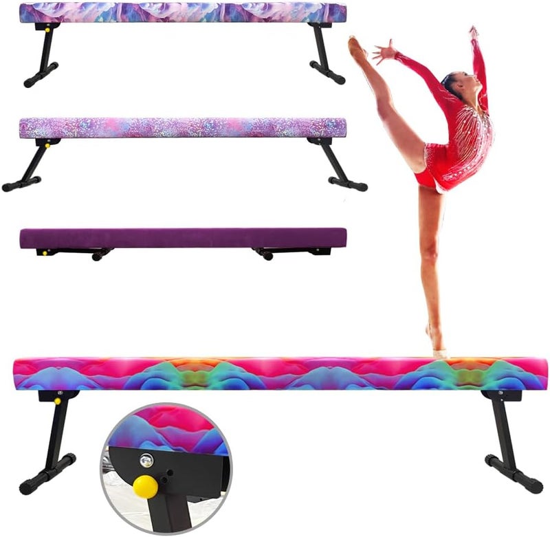 Peakpath 8FT Adjustable&Foldable Gymnastics Balance Beam,Home Gym Equipment,Easy Assembling and Storage,No Tool Require,for Kids Children Girls Training (Candy Pink, 8FT) - Image 1
